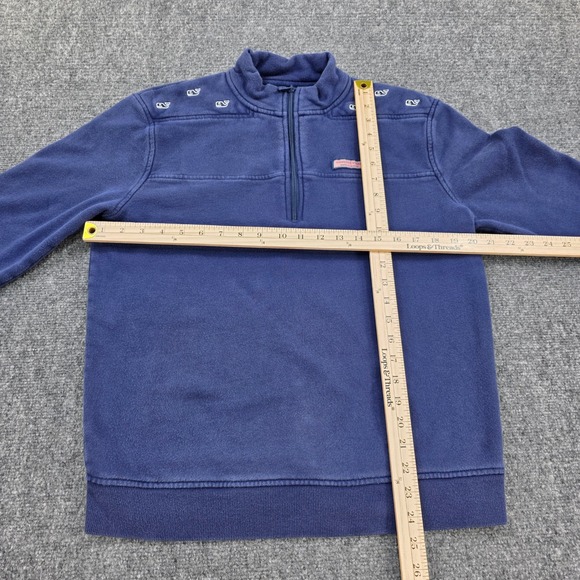 Vineyard Vines Quarter Zip Pullover Sweatshirt Blue Whale Print Men's Size‎ S - Picture 2 of 7